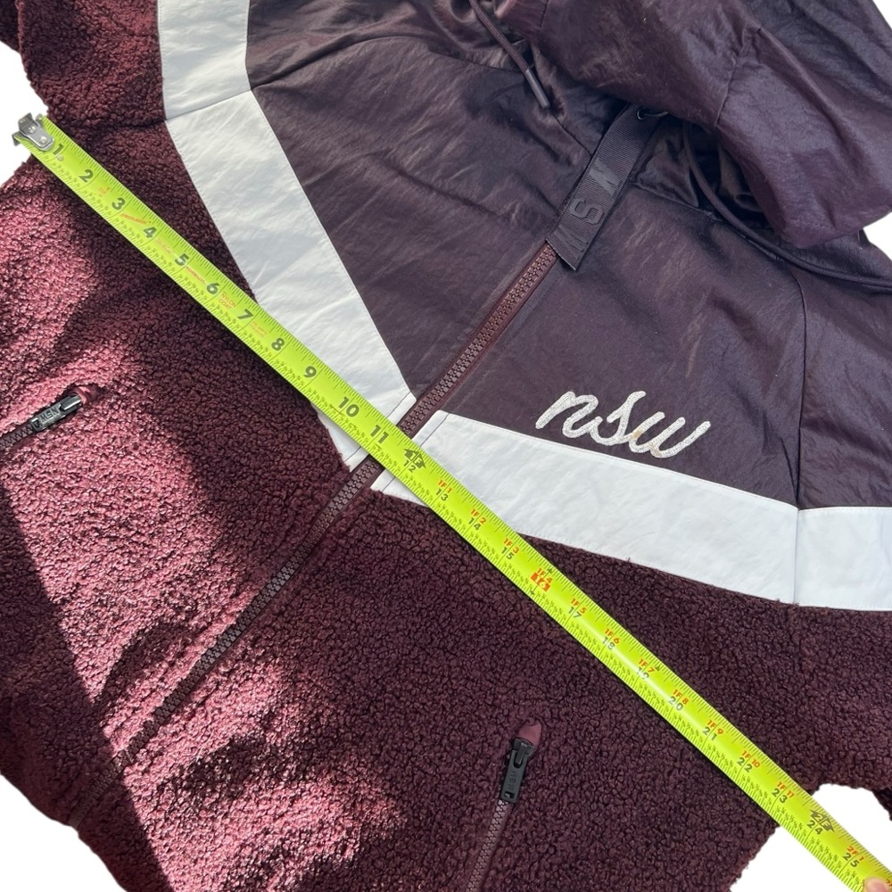 Nike Sportswear NSW Sherpa Windrunner Maroon Fleece Jacket 930316-659 - Picture 12 of 16